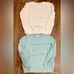 Women's Cream and Mint Sweater Set